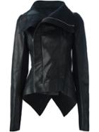 Rick Owens High Low Biker Jacket, Women's, Size: 42, Black, Leather/cupro/viscose/virgin Wool