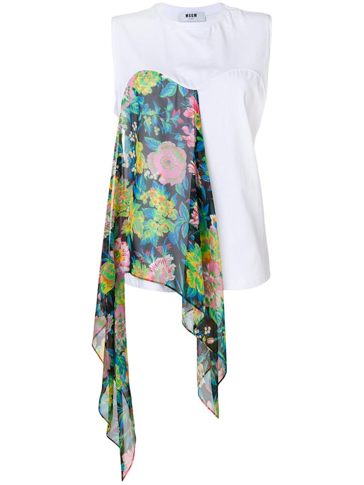 Msgm Scarf Panel Tank Top - White