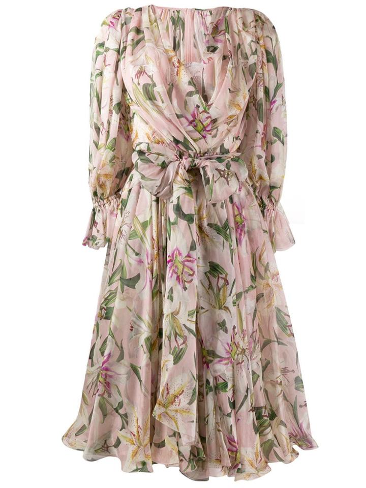 Dolce & Gabbana Floral Print Midi Dress - Pink