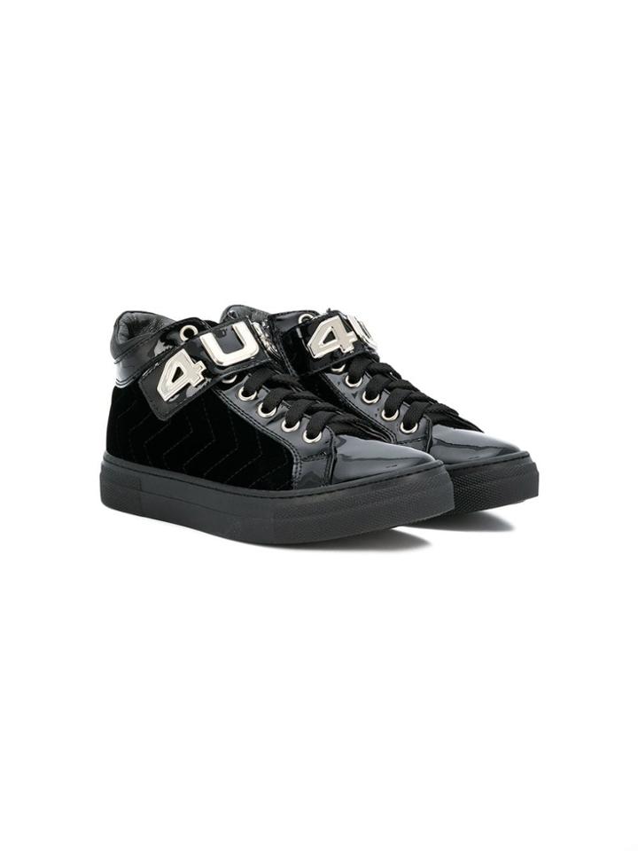 Cesare Paciotti 4us Kids Teen Chevron Stitch Sneakers - Black