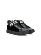 Cesare Paciotti 4us Kids Teen Chevron Stitch Sneakers - Black
