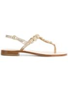 Twin-set Embellished Thong Sandals - Metallic