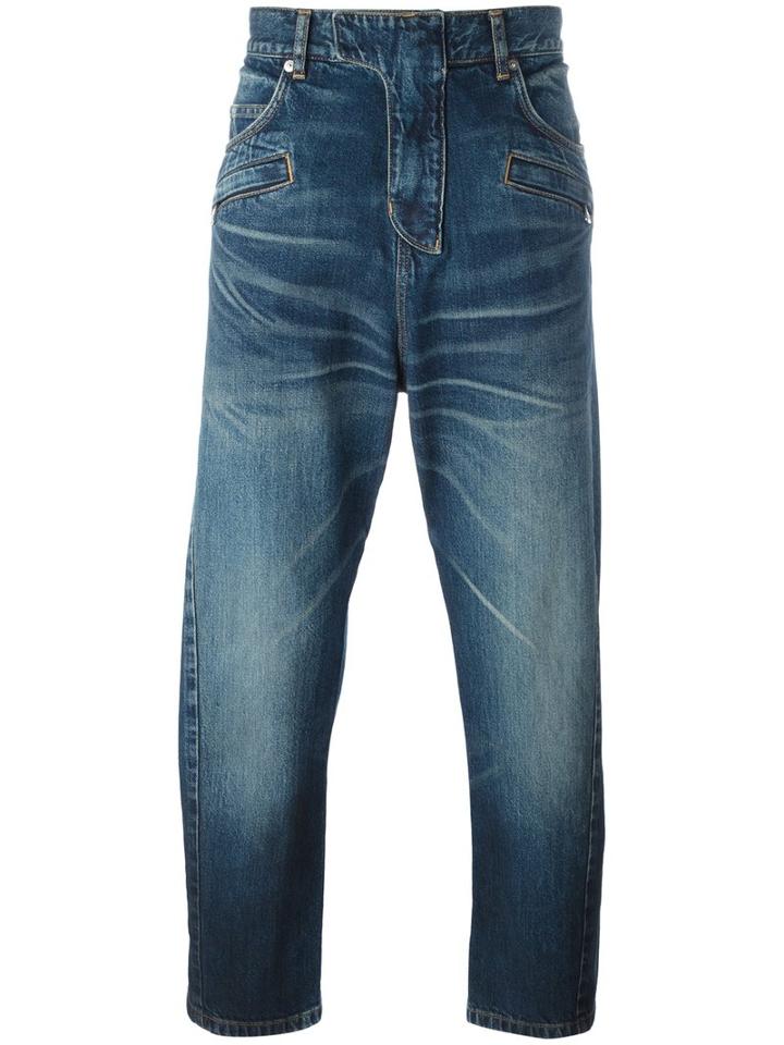 Balmain Dropped Crotch Jeans, Men's, Size: 31, Blue, Cotton