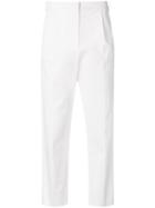 Pinko Cropped Straight Leg Trousers - White