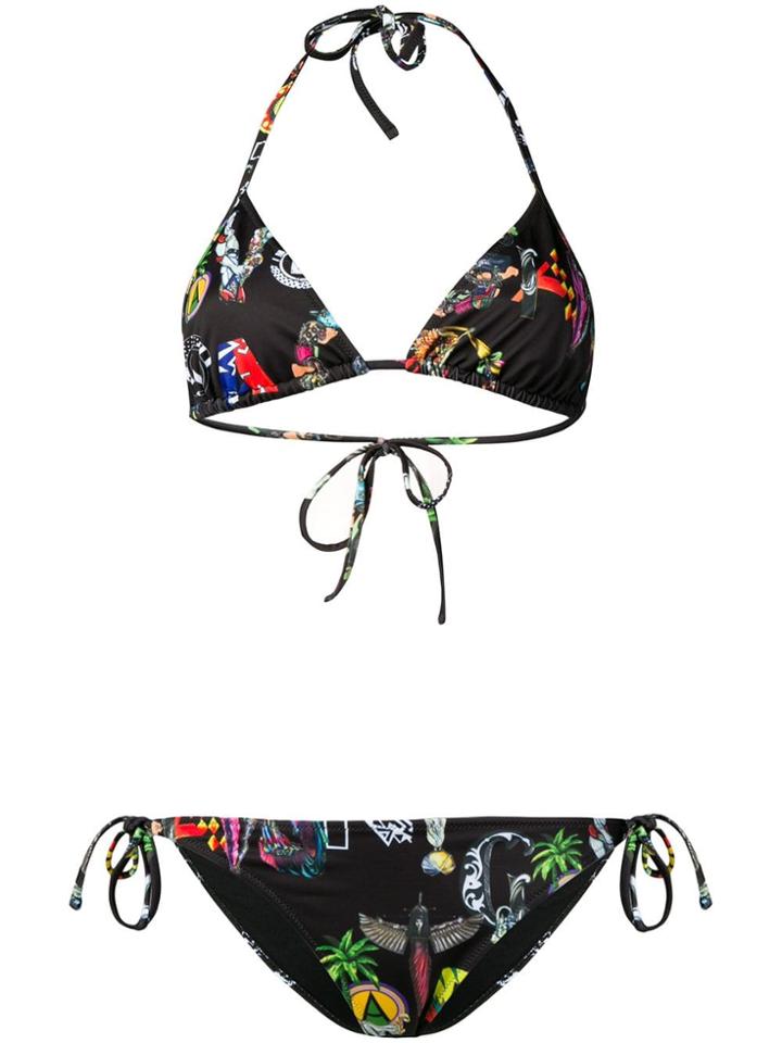 Versus Printed Triangle Bikini - Black