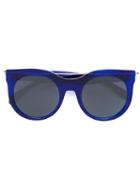 Alexander Mcqueen Round Frame Sunglasses, Women's, Blue, Acetate/metal
