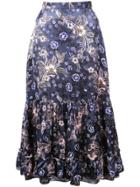 Jill Stuart Floral Print Midi Skirt - Blue