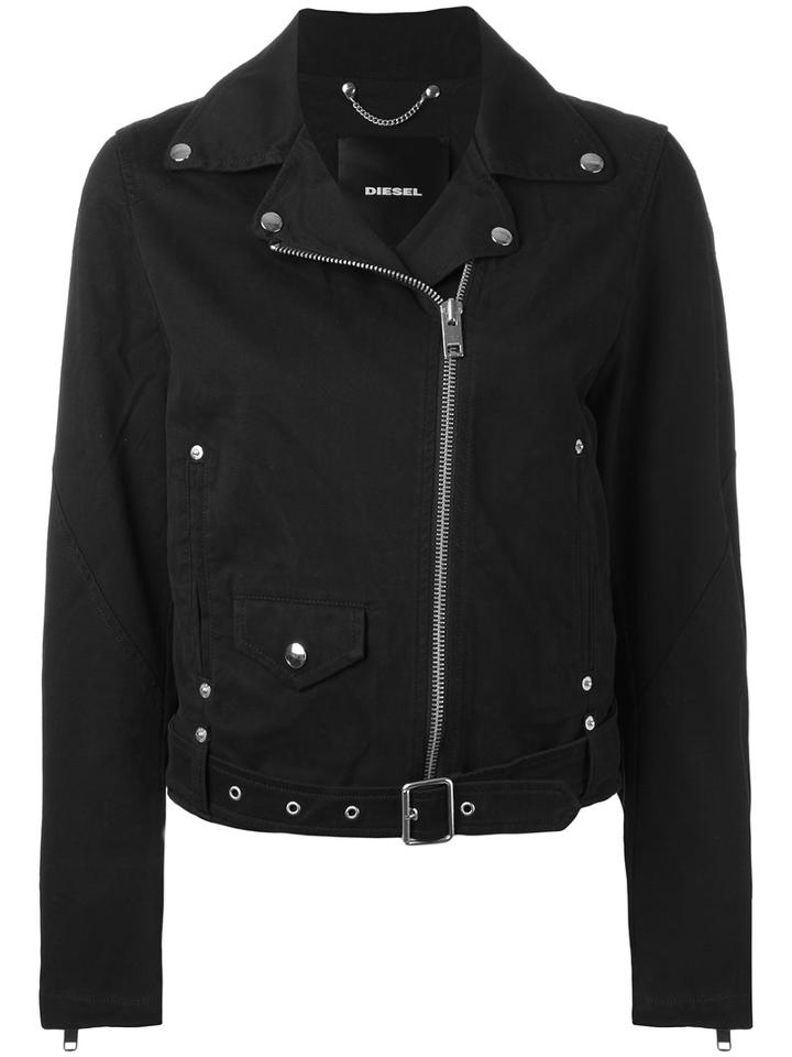 Diesel Biker Jacket, Women's, Size: Large, Black, Cotton/nylon/viscose