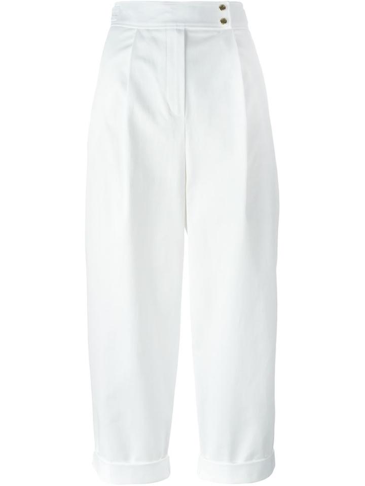 Kenzo Cropped Trousers, Women's, Size: 42, White, Acetate/cotton/polyurethane