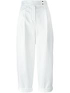 Kenzo Cropped Trousers, Women's, Size: 42, White, Acetate/cotton/polyurethane