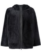 Brunello Cucinelli Hooded Boxy Jacket, Women's, Size: 40, Black, Sheep Skin/shearling/brass