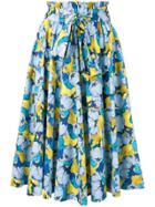 Pinko Floral Print Ruffle Skirt - Blue