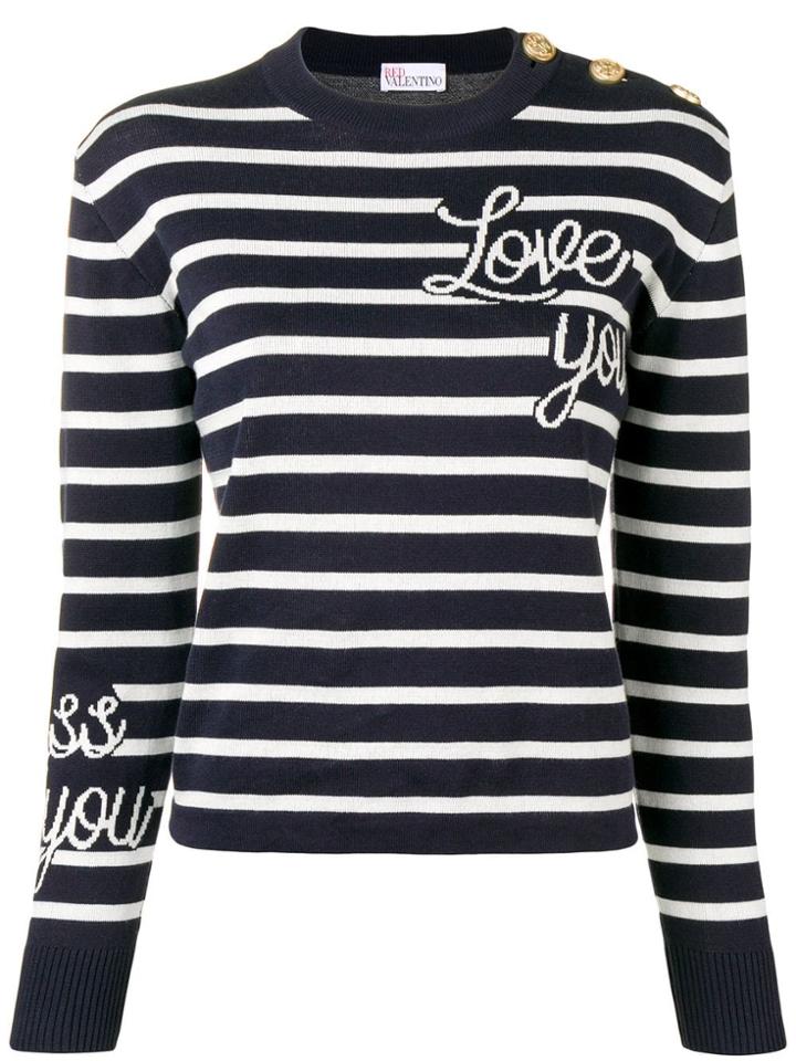 Red Valentino Love You Striped Jumper - Blue