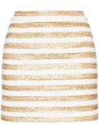 Alessandra Rich High-waisted Lurex Stripe Mini Skirt - White