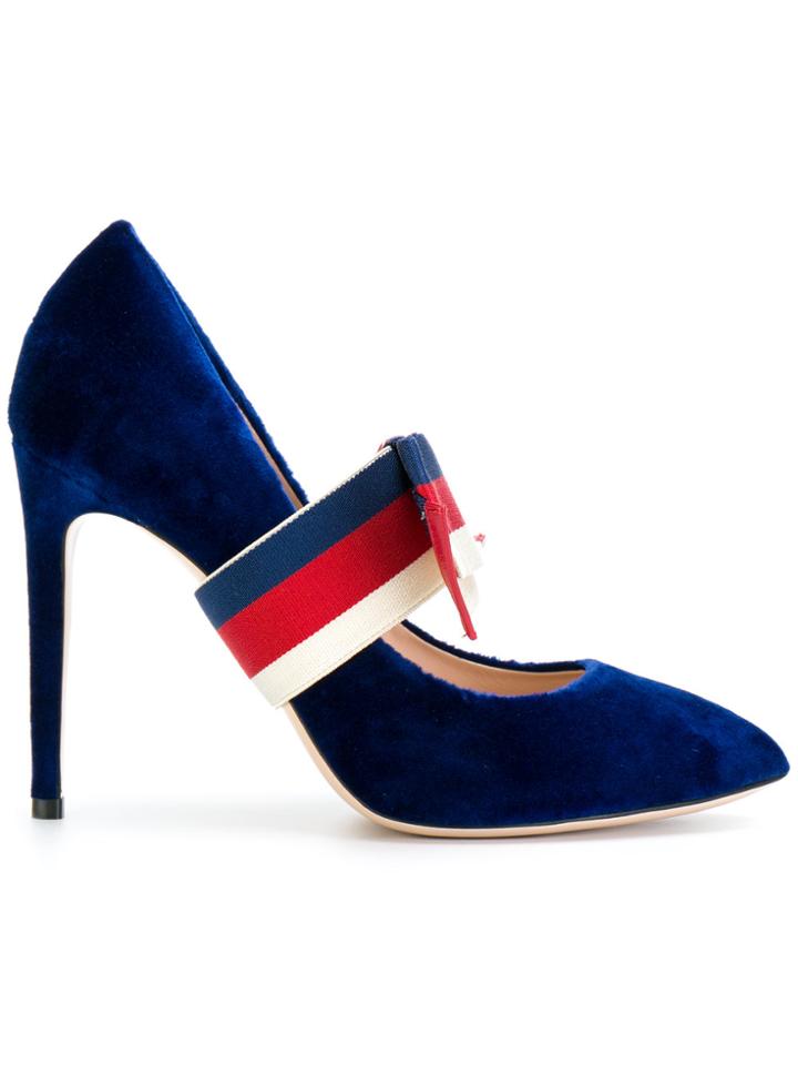 Gucci Removable Bow Pumps - Blue
