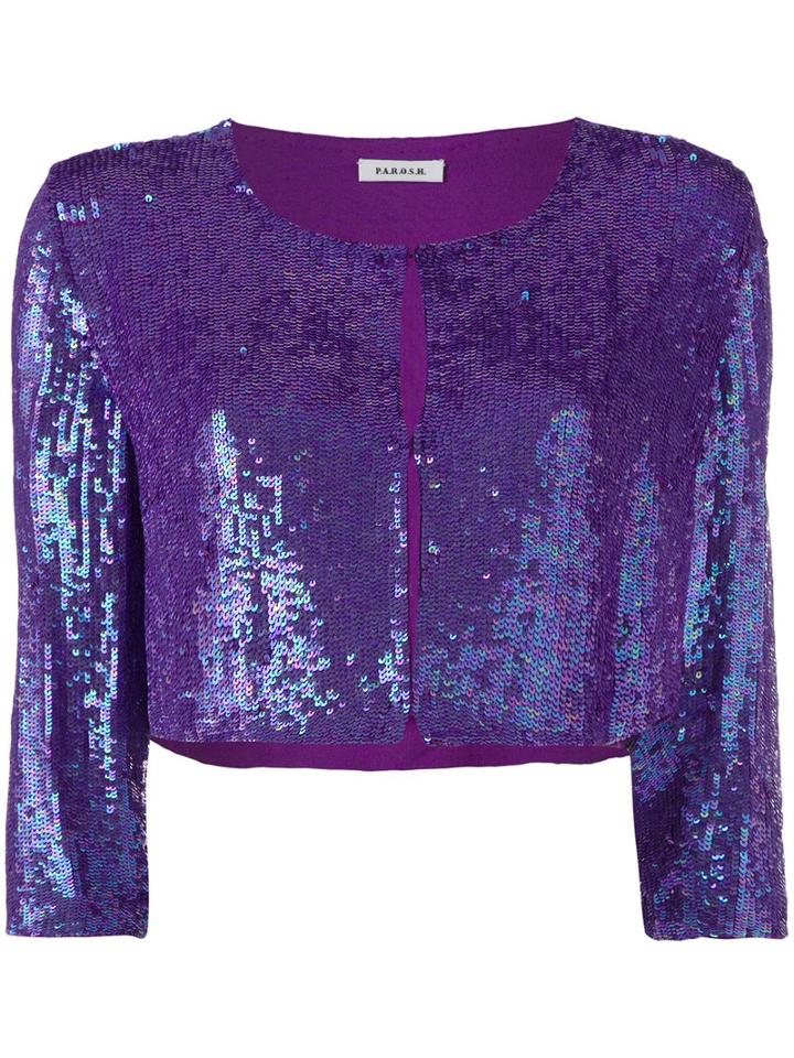 P.a.r.o.s.h. - Sequin Fitted Top - Women - Viscose/pvc - M, Pink/purple, Viscose/pvc
