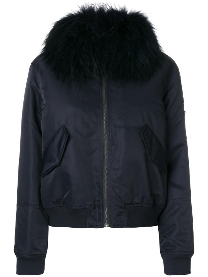 Army Yves Salomon Trim Bomber Jacket - Blue