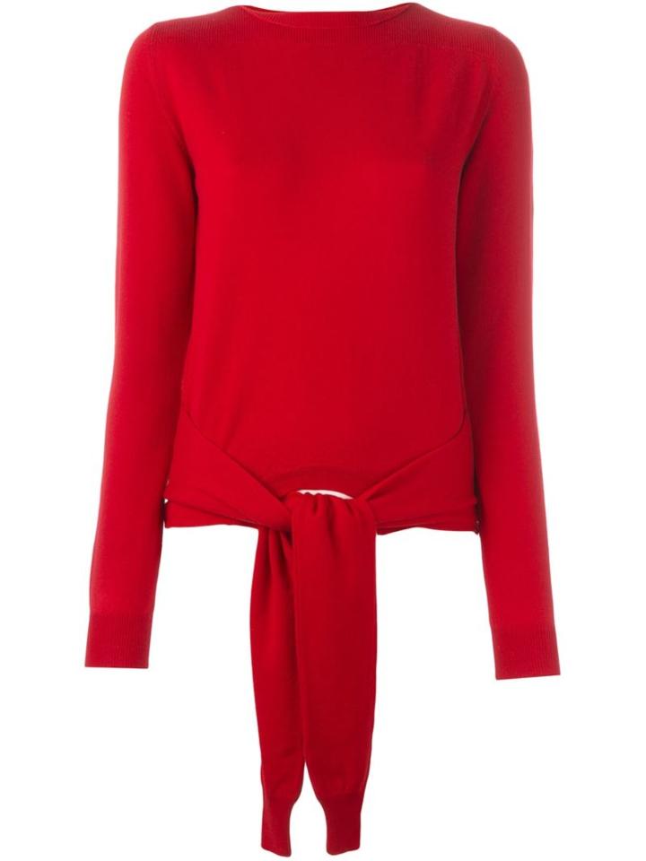 Mm6 Maison Margiela Front Knot Jumper, Women's, Size: Small, Red, Wool