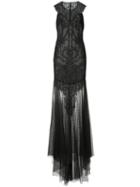 Monique Lhuillier - Sheer Embellished Gown - Women - Silk/cotton/nylon/polyamide - 4, Black, Silk/cotton/nylon/polyamide