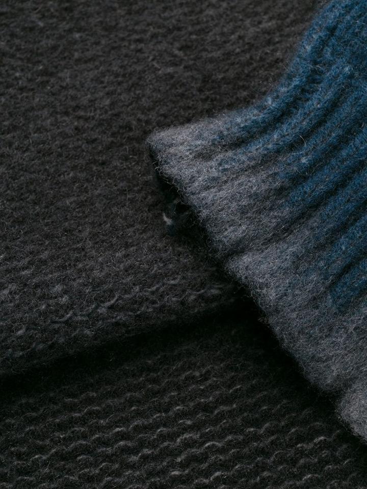 Avant Toi Contrast Neck Jumper - Blue