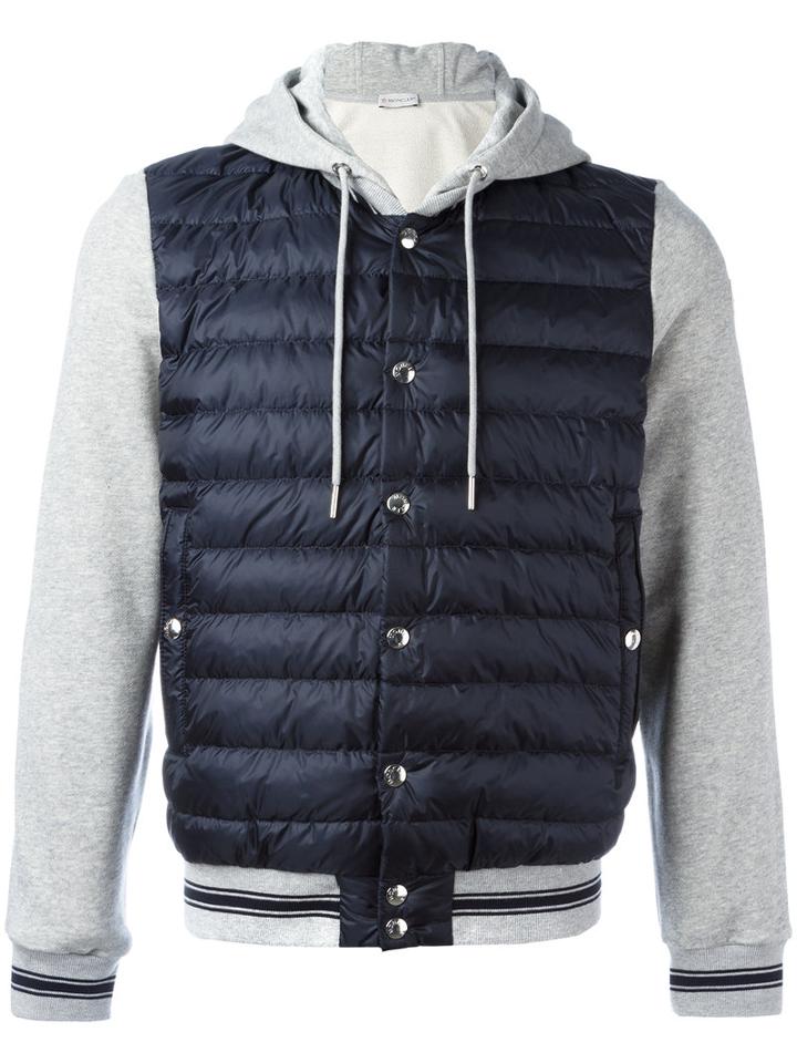 Moncler Padded Front Hoodie, Men's, Size: Medium, Grey, Cotton/polyamide/goose Down