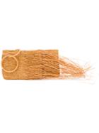 Sensi Studio Frayed Woven Clutch - Brown