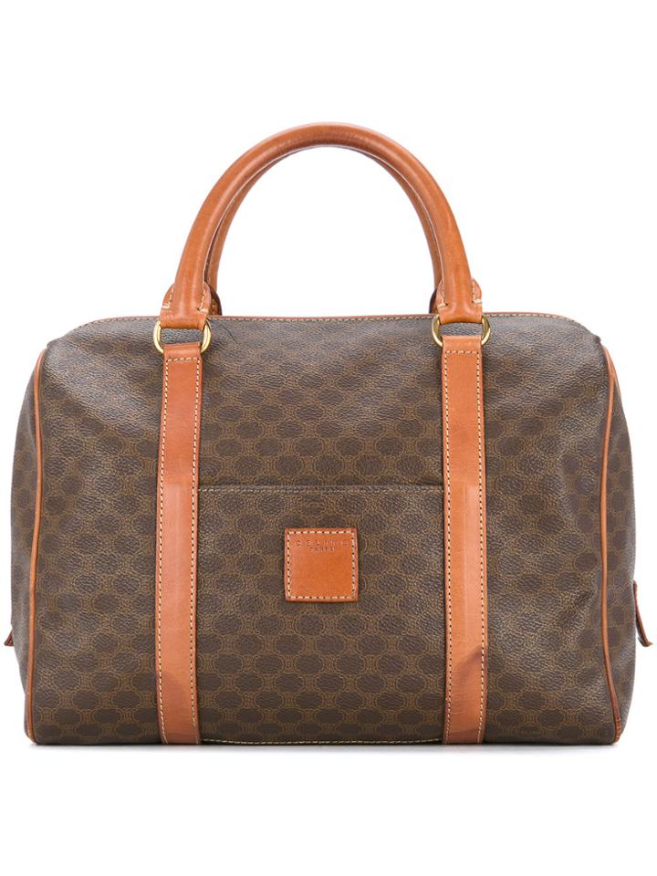 Céline Vintage Macadam Pattern Boston Bag - Brown