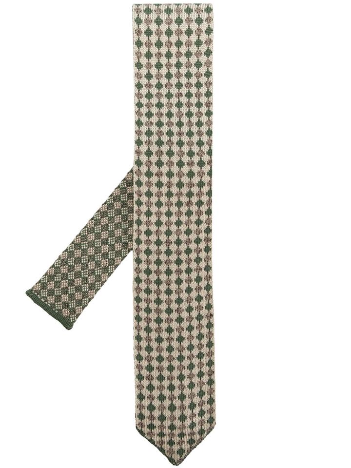 Lardini Knitted Polka-dot Tie - Green