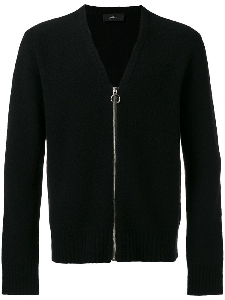 Joseph Boiled Knit Zipped Cardigan, Men's, Size: Large, Black, Polyamide/wool