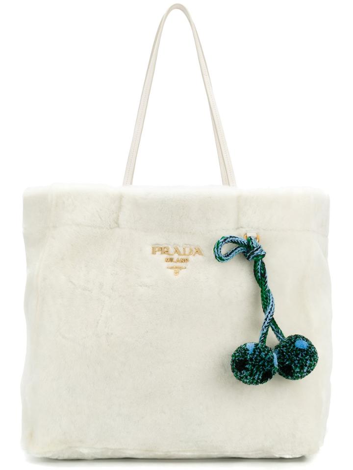 Prada Fur Shopper Tote - Nude & Neutrals