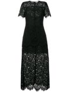 Ganni Duvallace Lace Midi Dress - Black