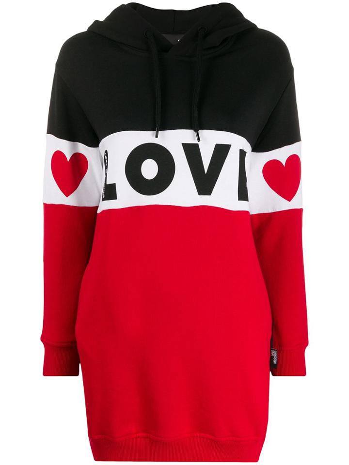 Love Moschino Colour Blocked Hoodie Dress - Black