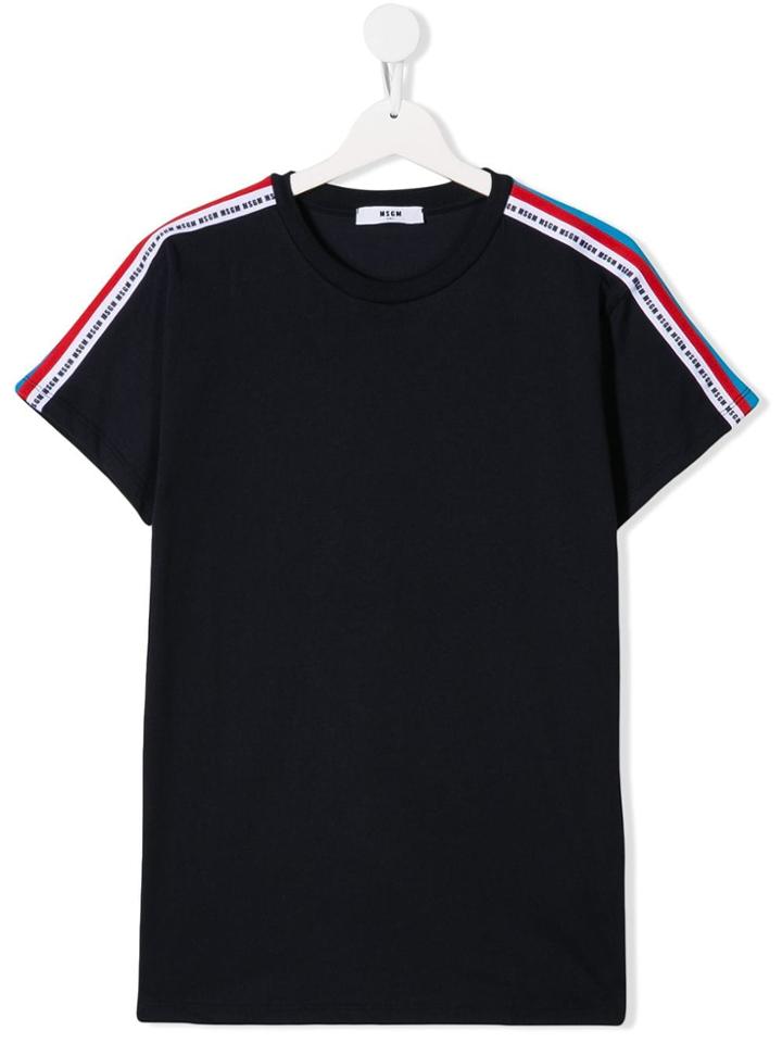 Msgm Kids Teen Stripe Detail T-shirt - Blue
