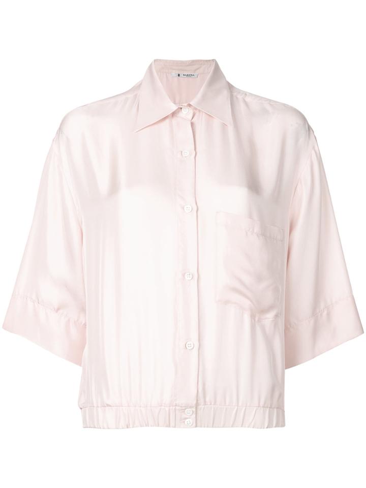 Barena Elastic Waist 3/4 Sleeve Shirt - Pink & Purple