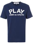 Comme Des Garçons Play Logo Print Casual T-shirt - Blue