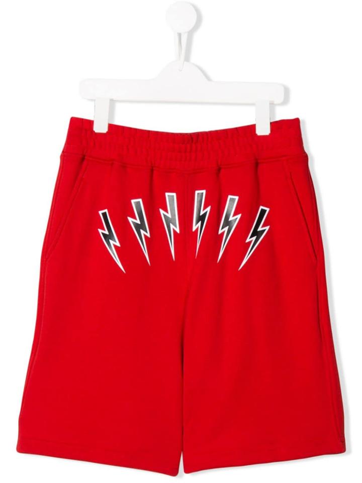 Neil Barrett Kids Teen Bolts Track Shorts - Red