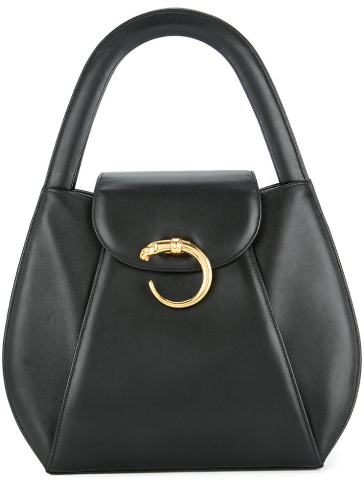 Cartier Vintage Panther Logos Handbag - Black