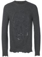 Alexander Mcqueen - Pierced Skull Jumper - Men - Cashmere/wool/brass - S, Grey, Cashmere/wool/brass