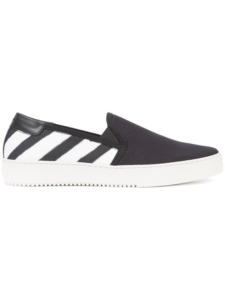 Off-white Striped Trim Trainers - Black