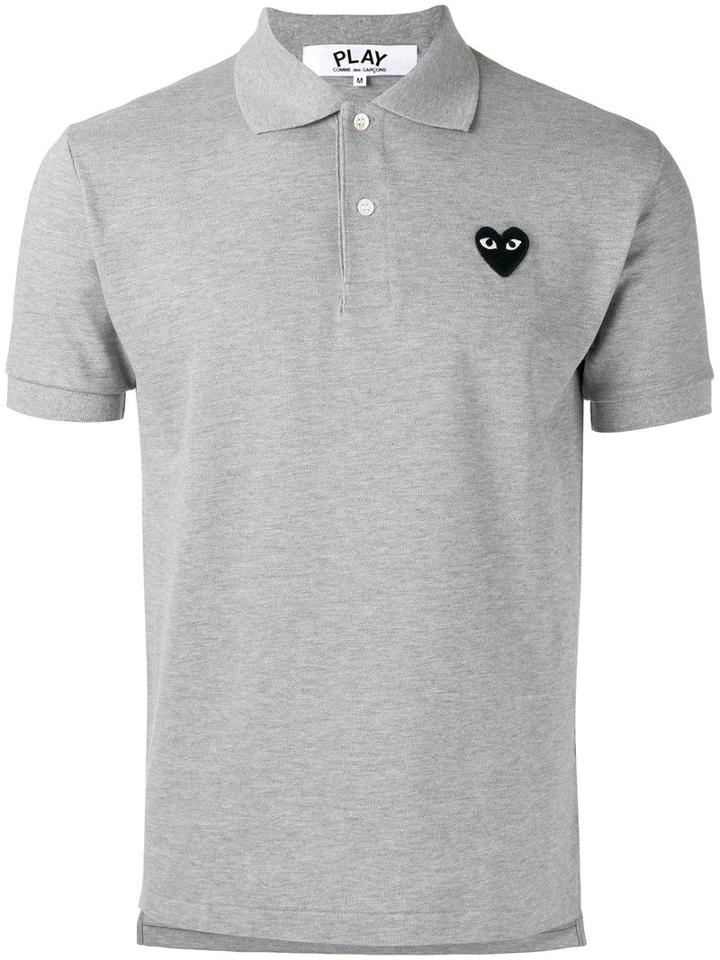 Comme Des Garçons Play Heart Patch Polo Shirt, Men's, Size: Xl, Grey, Cotton
