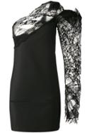 Saint Laurent One Shoulder Asymmetric Dress, Women's, Size: 40, Black, Polyamide/mohair/wool/silk