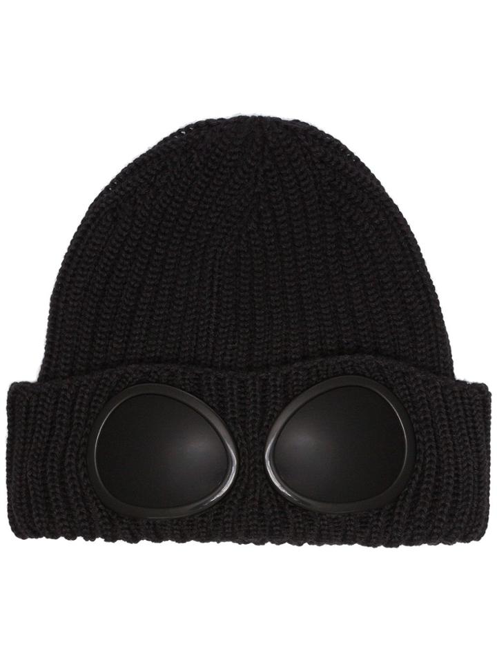 Cp Company Black Wool Hat Sunglasses Detail