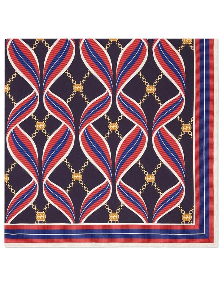 Gucci Motif Pattern Foulard Scarf - Red
