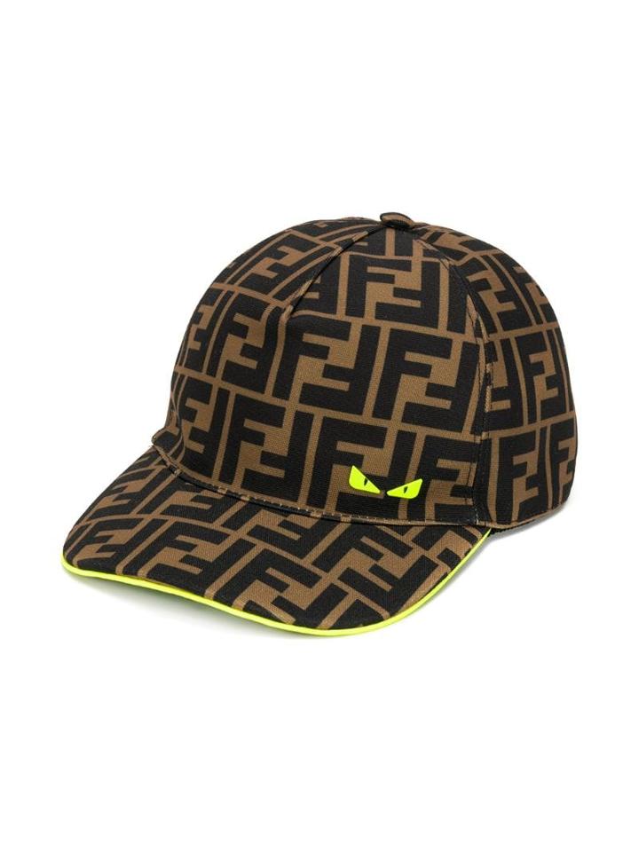 Fendi Kids Teen Bag Bug Ff Logo Cap - Brown