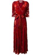 Galvan Floral Print Wrap Dress - Red