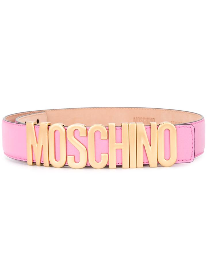 Moschino Logo Plaque Belt - Pink & Purple