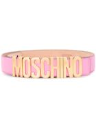Moschino Logo Plaque Belt - Pink & Purple