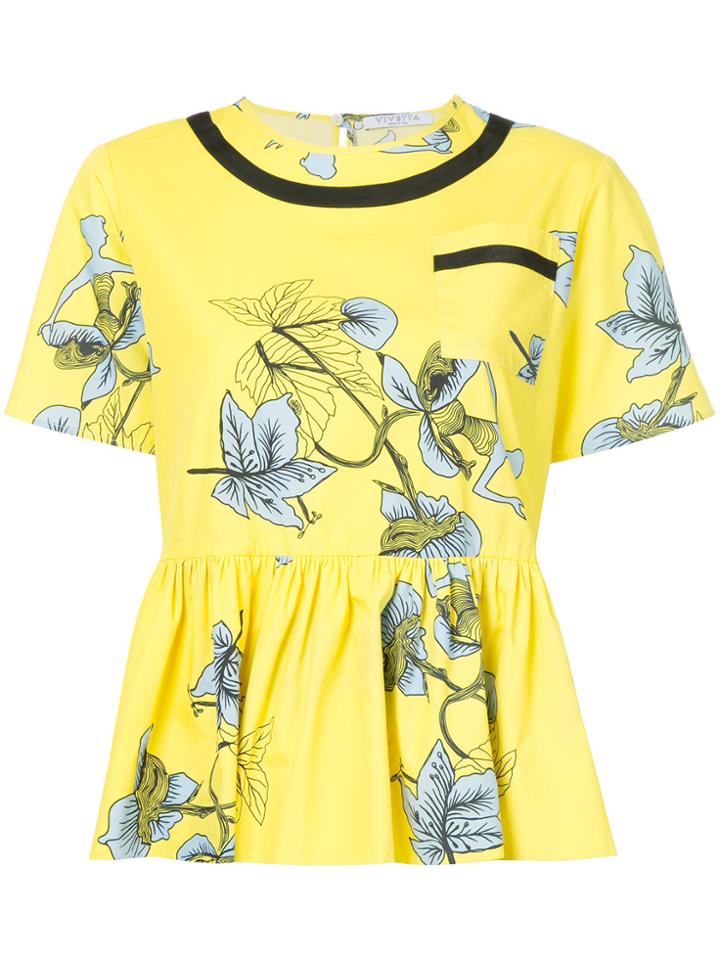 Vivetta Floral Peplum Top - Yellow & Orange