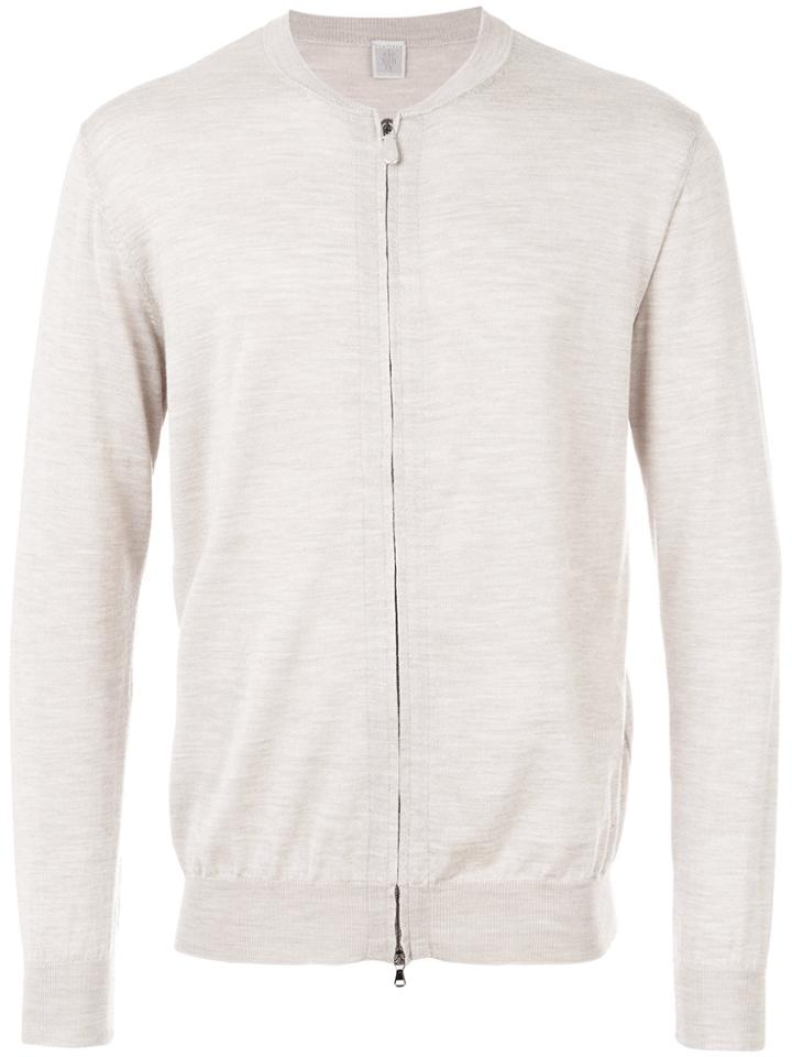 Eleventy Zip Up Cardigan - Nude & Neutrals
