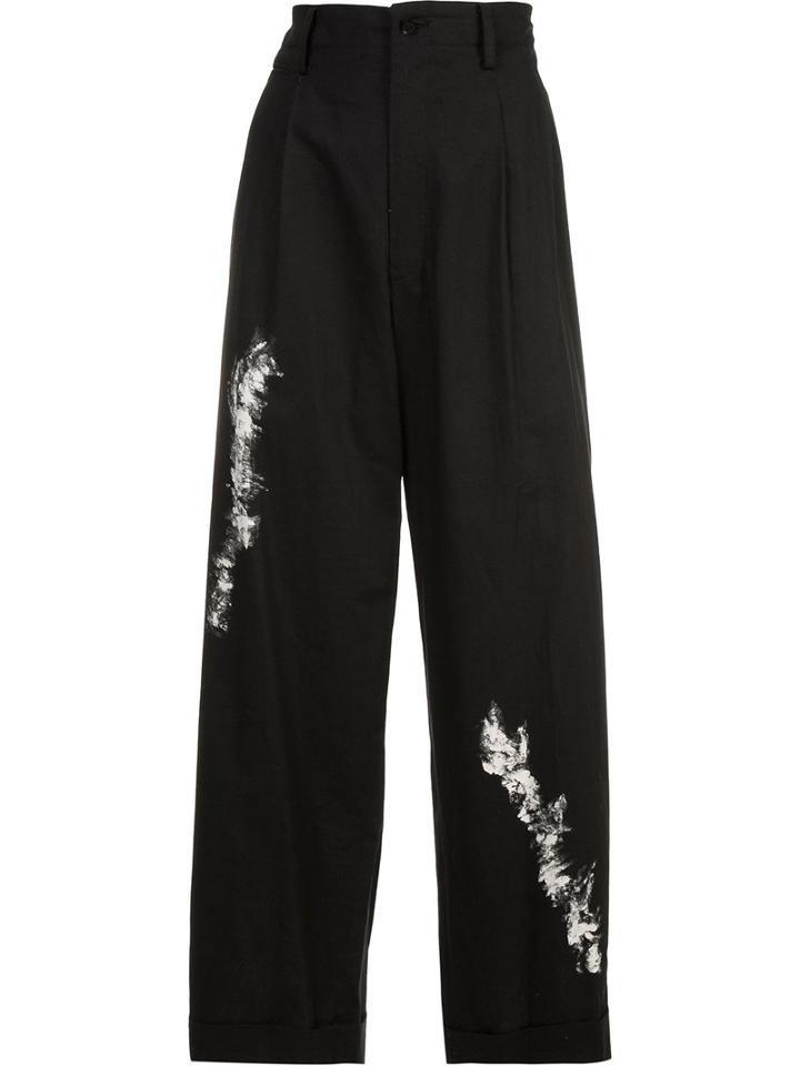 Yohji Yamamoto Runway 2 Tuck Trousers, Women's, Black, Cotton/linen/flax